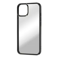 iPhone 14 iPhone 13 クリア スマホ ケース カバー メタリック フレーム クリア ブラック 透明 傷に強い 耐衝撃 頑丈 丈夫 ストラップホール 付