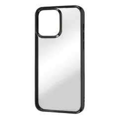 iPhone 14 Pro Max クリア スマホ ケース カバー メタリック フレーム クリア ブラック 透明 傷に強い 耐衝撃 頑丈 丈夫 ストラップホール 付