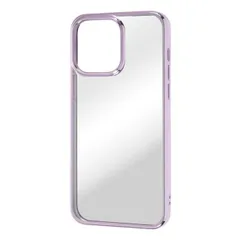 iPhone 14 Pro Max クリア スマホ ケース カバー メタリック フレーム クリア ラベンダー 透明 傷に強い 耐衝撃 頑丈 丈夫 ストラップホール 付