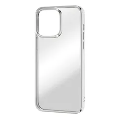 iPhone 14 Pro Max クリア スマホ ケース カバー メタリック フレーム クリア シルバー 透明 傷に強い 耐衝撃 頑丈 丈夫 ストラップホール 付