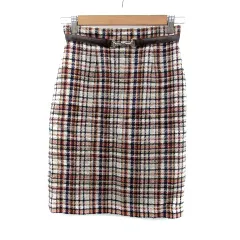 アプワイザーリッシェ Apuweiser-riche タイトスカート ひざ丈 チェック柄 1 S マルチカラー 茶色 ブラウン /HO11
