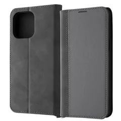 iPhone15ProMax 手帳型 ケース グレー ブラック バイカラー カバー PU レザー 耐衝撃 【ゆうパケットにて発送】【7日以内発送】