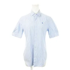 ラルフローレン RALPH LAUREN 半袖シャツ 2 青 ブルー 白 ホワイト ストライプ柄 レギュラーカラー 半袖 WMBLWOVS2B00096 /MN10 ■GY18