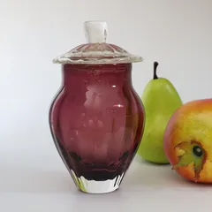 蓋もの 紫 草野啓利 作 ガラス 一点もの 作家物 手作り