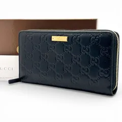 【静かに品を纏う黒】　GUCCI グッチ　長財布 ラウンドファスナー グッチシマ GG柄 レザー ゴールドロゴ メンズ　ブラック
