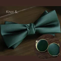 1-1la 蝶ネクタイ カフス ポケットチーフ  3点セット | メンズ 結婚式 グリーン