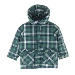 TOMMY HILFIGER トミーヒルフィガー チェック柄 長袖 中綿コート グリーン フード取り外し可 キッズ 古着