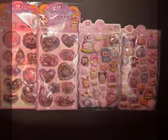 ラブブ（風）　ウォーターシール　おしりぷにぷにシール　4枚セット