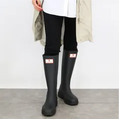 ■MAISON KITSUNE×HUNTER　メゾンキツネ×ハンター コラボ レインブーツ HFRU0030252 DOWNPOUR TALL BOOTS ダウンポア トールブーツ ロングブーツ 長靴 ロゴラバーパッチ 防水 フォックスロゴ ブランド