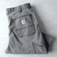 ■古着 Carhartt カーハート ダック地 ワークパンツ RELAXED FIT ライトオリーブ 実寸W36L32【L5369】