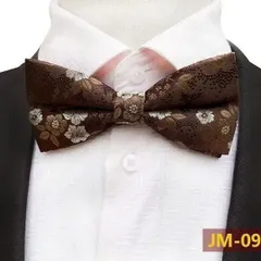 蝶ネクタイ　結婚式　発表会　発表会　クリスマス　パーティー イベント 卒業式 入学式 入社式 バーテンダー ダンスパーティー ブラウン色 シルバー色　花柄　銀色　ワンタッチネクタイ スーツ ワイシャツ ネクタイ 格安 小物　簡単　スーツ小物
