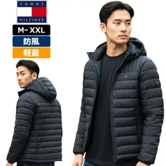 【サイズ選択可】 TOMMY HILFIGER トミーヒルフィガー 2025 メンズ 中綿ジャケット 軽量 防風 フード付き 150AN555 (BLK)ブラック 長袖 ブルゾン ジャンパー フーディー アウター 新品【サードウェイブ ゴルフ＆スポーツ】