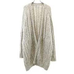 ZARA ザラ ケーブル編み 長袖 前開き ニット カーディガン M グレー系 レディース 古着