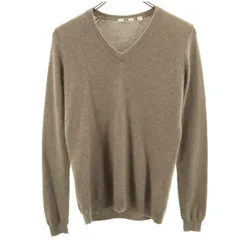 UNIQLO ユニクロ カシミヤ100％ 長袖 Vネック セーター M グレーブラウン系 ニット レディース 古着