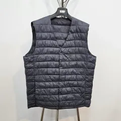ノーブランド グレー 軽量 ダウン ベスト L