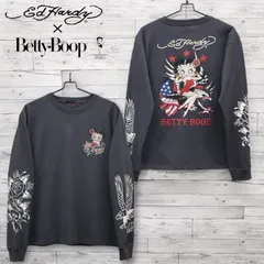 新品 メンズ Ed Hardy BETTY BOOP エドハーディー ベティーブープ コラボ 長袖 Tシャツ 長袖Tシャツ ティーシャツ ロンT  ベティ ベティー 刺繍 プリント ユニセックス レディース 黒 ブラック