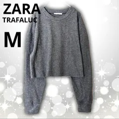【即決ご希望額はコメントへ】 ZARA TRF　ザラティーアールエフ　ニット　ショート丈　グレー　Ｍ　長袖　起毛　クルーネック　プルオーバー　カジュアル　モード　美シルエット　脚長効果　レイヤード　重ね着　ふわふわ　人気　可愛い　シンプル　着回し　流行り　無地