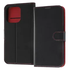 iPhone 14 Pro 手帳型 スマホ ケース カバー シンプル ブラック レッド 耐衝撃 カード 収納 ポケット ストラップホール 付 スタンド 機能