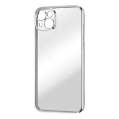 iPhone 14 Plus クリア スマホ ケース カバー カメラ カバー シルバー 透明 保護 レンズ 耐衝撃 頑丈 傷に強い ストラップホール 付 メタリック 無地 シンプル