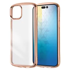 iPhone15Plus iPhone14Plus ケース クリア ピンク ゴールド メタリック 透明 耐衝撃 ラウンド シルエット シンプル 無地 カメラ 保護 スマホ カバー エアクッション ソフト TPU アイフォン アイホン METAMORU RT-P