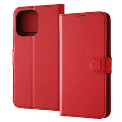 iPhone15ProMax ケース 手帳型 レッド 耐衝撃 傷に強い 頑丈 丈夫 強い シンプル カード 収納 ポケット ストラップホール 付 スタンド 機能 マグネット ベルト アイフォン アイホン RT-P44ELC1-R