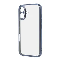 iPhone16 ケース クリア ライトブルー メタリック フレーム 透明 衝撃吸収 シンプル 無地 カメラ 保護 スマホ カバー ソフト TPU iPhone 2024 6.1inch ２眼 アイホン アイフォン 精密設計 RT-P46PFC2-LAM