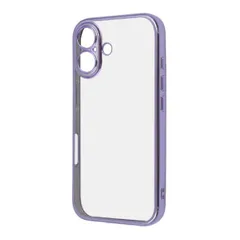 iPhone16 ケース クリア ラベンダー パープル メタリック フレーム 透明 衝撃吸収 シンプル 無地 カメラ 保護 スマホ カバー ソフト TPU iPhone 2024 6.1inch ２眼 アイホン アイフォン 精密設計 RT-P46PFC2-LV