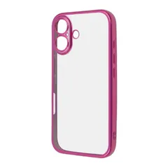 iPhone16 ケース クリア レッド ピンク マゼンタ メタリック フレーム 透明 衝撃吸収 シンプル 無地 カメラ 保護 スマホ カバー ソフト TPU iPhone 2024 6.1inch ２眼 アイホン アイフォン 精密設計 RT-P46PFC2-
