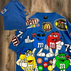 BSKS キャラ Tシャツ  ビンテージ　古着   青 m&m's エムアンドエムズ アドバタイジング　チョコレート　お菓子　ナスカー　NASCAR レーシング 車 F1 XL相当サイズ  3100 p10/