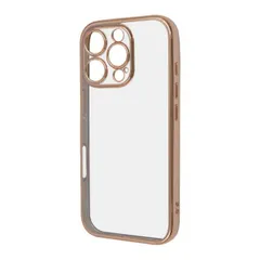 iPhone16Pro ケース クリア ピンク ゴールド メタリック フレーム 透明 衝撃吸収 シンプル 無地 カメラ 保護 スマホ カバー ソフト TPU iPhone 2024 6.3inch ３眼 アイホン アイフォン プロ 精密設計 RT-P47PFC