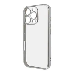 iPhone16Pro ケース クリア シルバー メタリック フレーム 透明 衝撃吸収 シンプル 無地 カメラ 保護 スマホ カバー ソフト TPU iPhone 2024 6.3inch ３眼 アイホン アイフォン プロ 精密設計 RT-P47PFC2-SV