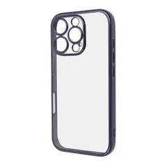 iPhone16Pro ケース クリア パープル メタリック フレーム 透明 衝撃吸収 シンプル 無地 カメラ 保護 スマホ カバー ソフト TPU iPhone 2024 6.3inch ３眼 アイホン アイフォン プロ 精密設計 RT-P47PFC2-VM