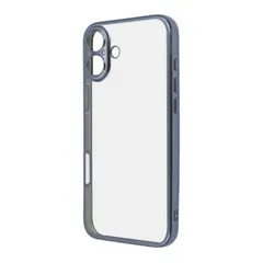 iPhone16Plus ケース クリア ライトブルー メタリック フレーム 透明 衝撃吸収 シンプル 無地 カメラ 保護 スマホ カバー ソフト TPU iPhone 2024 6.7inch ２眼 アイホン アイフォン プラス 精密設計 RT-P48PFC