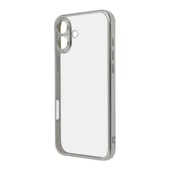 iPhone16Plus ケース クリア シルバー メタリック フレーム 透明 衝撃吸収 シンプル 無地 カメラ 保護 スマホ カバー ソフト TPU iPhone 2024 6.7inch ２眼 アイホン アイフォン プラス 精密設計 RT-P48PFC2-