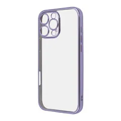 iPhone16ProMax ケース クリア ラベンダー パープル メタリック フレーム 透明 衝撃吸収 シンプル 無地 カメラ 保護 スマホ カバー ソフト TPU iPhone 2024 6.9inch ３眼 アイホン アイフォン プロマックス 精密設計