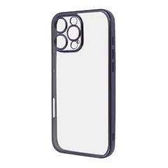 iPhone16ProMax ケース クリア パープル メタリック フレーム 透明 衝撃吸収 シンプル 無地 カメラ 保護 スマホ カバー ソフト TPU iPhone 2024 6.9inch ３眼 アイホン アイフォン プロマックス 精密設計 RT-P49