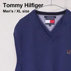 Tommy Hilfiger（トミーヒルフィガー） Vネック ニットベスト ネイビー XL 古着