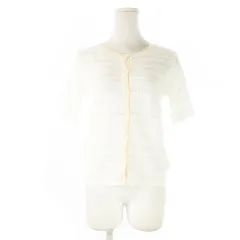 カールパークレーン KarL Park Lane カーディガン ニット 透かし編み 半袖 ハートボタン 配色 M 白 ホワイト /CK31 ■GY58