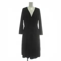 ボールジー BALLSEY トゥモローランド ラップワンピース ウール 七分袖 ひざ丈 Vネック ベルト付き 38 黒 ブラック /XZ ■GY60