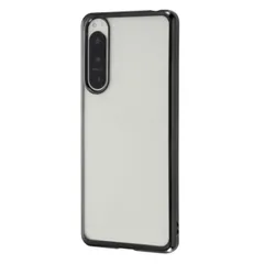 Xperia 5 IV クリア ケース クリア x ブラック メタリック フレーム スマホ カバー 透明 傷に強い ソフト クッション 側面全周 カメラ 傷付きにくい 耐衝撃 頑丈 丈夫 ストラップホール 付 グリップ感