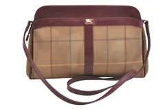 Burberrys バーバリーズ チェック柄 ショルダー クロスボディ バッグ キャンバス レザー カーキ ジャンク 5173N