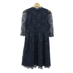 ユニバーバルミューズ ワンピース トップス 長袖 総レース ドレス レディース ﾌﾘｰサイズ ネイビー UNIVERVALMUSE 【中古】