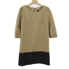 アンタイトル ワンピース トップス 長袖 バイカラー 日本製 レディース 2サイズ ベージュ×茶 UNTITLED 【中古】