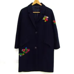 ザラウーマン ロングコート チェスターコート アウター 花柄 レディース Mサイズ ネイビー ZARA WOMAN 【中古】