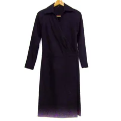 アンタイトル ロングワンピース トップス 長袖 カシュクール 日本製 レディース 1サイズ ブラック UNTITLED 【中古】