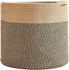 MORY TRADE morytrade 鉢カバー バスケット 植木鉢カバー 厚手 (ブラウン,  L（直径40cm 高さ35cm）)