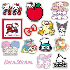 サンリオ ステッカー シール キャラクター グッズ キティ マイメロディ クロミ リトルツインスターズ ポムポムプリン シナモロール ポチャッコ ハンギョドン ぐでたま はぴだんぶい ４種類 各１枚 SANG-390