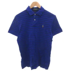 ポロ ラルフローレン POLO RALPH LAUREN ポロシャツ ポニー刺繍 ボーダー 半袖 S 青 ブルー /FF ■GY53