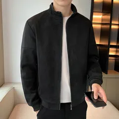 ジャケット メンズ スタンドカラー スエード ブルゾン アウター ゴルフウェア ジップアップ カジュアル スポーツ ジャージ 大人