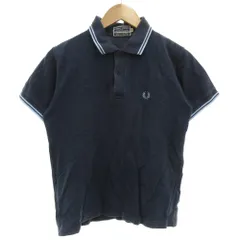 フレッドペリー FRED PERRY ヴィンテージ 80s ポロシャツ 半袖 英国製 XS 鹿の子 ロゴ刺繍 紺 ネイビー /GV ■GY53